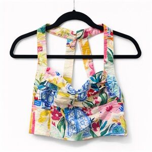 NWT Island Print Halter Crop Top by Dress Forum, size small 🏝️